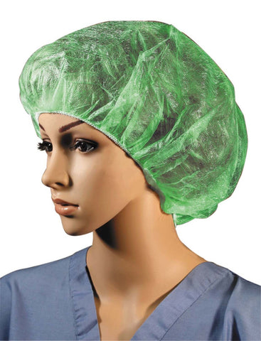 Cellucap Flat Pack Style Hand Sewn Green Bouffant Cap, 18 inch -- 1000 per case.