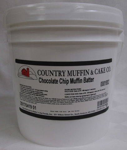 Country Muffin Chocolate Chip Muffin Batter, 18 Pound Pail.