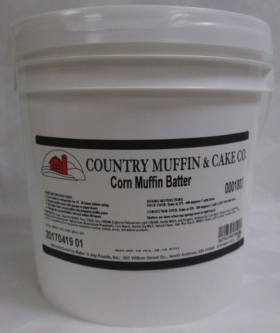 Country Muffin Corn Muffin Batter, 18 Pound Pail.