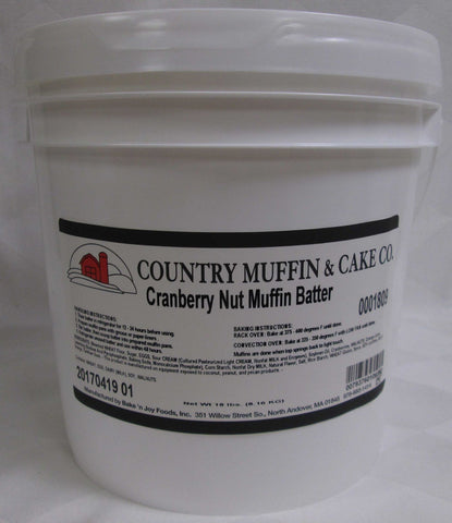 Country Muffin Cranberry Walnut Muffin Batter, 18 Pound Pail.