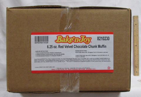 Bake N Joy Red Velvet Chocolate Chunk Muffin Batter, 6.25 Ounce -- 75 per case.