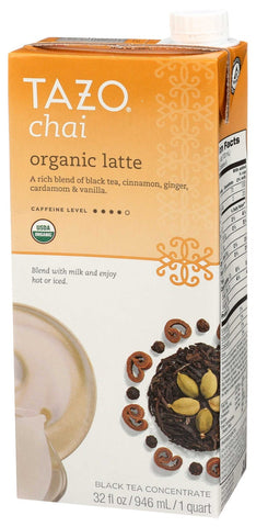 Tazo Latte Concentrate Organic Chai Tea, 32 Ounce -- 6 per case.