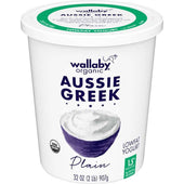 Wallaby Organic Aussie Greek Lowfat Plain Yogurt, 32 ounce -- 6 per case