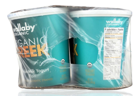 Wallaby Organic Plain Whole Milk Greek Yogurt, 32 Ounce -- 6 per case