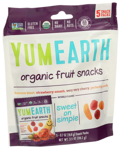 Yummy Earth Organic Fruit Snacks Candy, 0.7 Ounce - 5 per pack -- 12 packs per case.