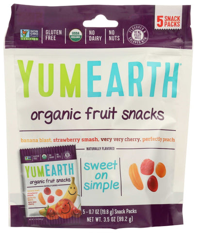 Yummy Earth Organic Fruit Snacks Candy, 0.7 Ounce - 5 per pack -- 12 packs per case.