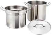 Winco Stainless Steel Double Boiler with Cover, 16 Quart