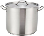Winco Stainless Steel Stock Pot with Cover, 80 Quart