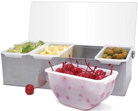 Winco 4 Compartment Condiment Holder with Stainless Steel Base
