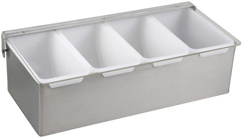 Winco 4 Compartment Condiment Holder with Stainless Steel Base