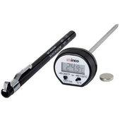 Winco Black Digital Thermometer with 4.75 inch Probe and 15/16 inch LCD