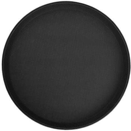Winco Non Slip Black Round Deluxe Fiberglass Tray, 16 inch