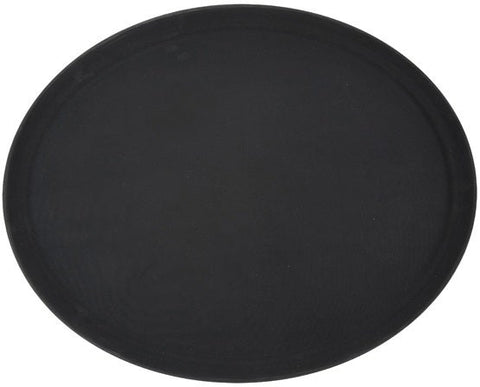 Winco Non Slip Black Oval Deluxe Fiberglass Tray, 26 x 22 inch