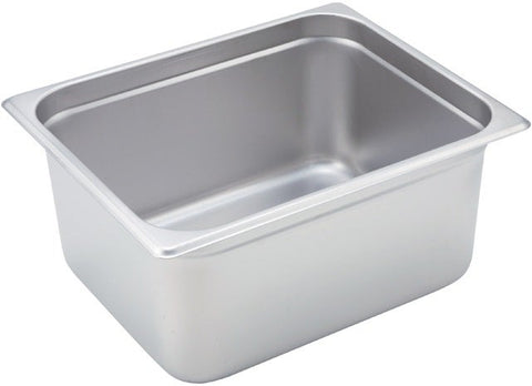 Winco 23 Gauge Stainless Steel Half Size Anti Jam Steam Pan, 6 inch