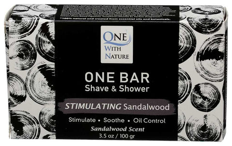 One With Nature Sandalwood Scent Shave and Shower Bar Soap, 3.5 Ounce -- 3 per case