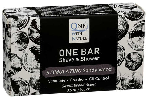 One With Nature Sandalwood Scent Shave and Shower Bar Soap, 3.5 Ounce -- 3 per case