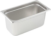 Winco 25 Gauge Stainless Steel Third Size Anti Jam Steam Pan, 6 inch Depth