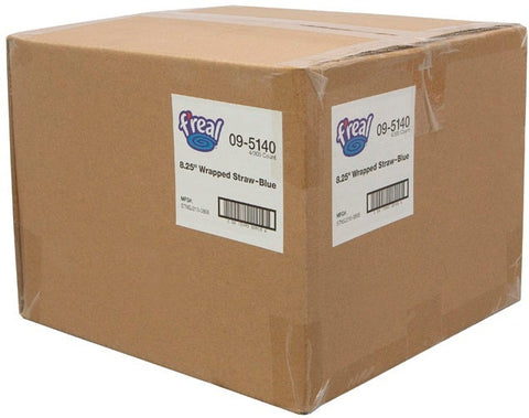Amercare F Real Poly Blue Wrapped Giant Straw, 300 count per pack -- 4 per case.