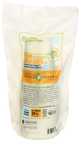 World Centric Compostable Clear Cold Cup, 16 Ounce -- 240 per case.
