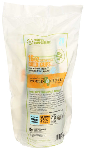 World Centric Compostable Clear Cold Cup, 16 Ounce -- 240 per case.