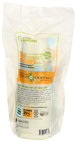 World Centric Compostable Clear Cold Cup, 16 Ounce -- 240 per case.