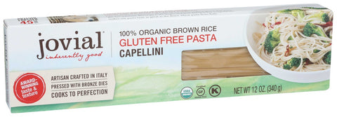 Jovial Organic Brown Rice Capellini Pasta, 12 Ounce -- 12 per case.