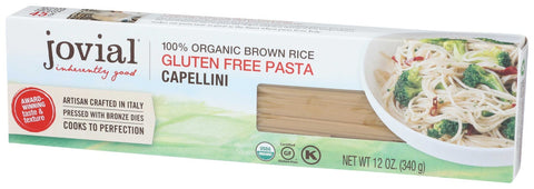 Jovial Organic Brown Rice Capellini Pasta, 12 Ounce -- 12 per case.