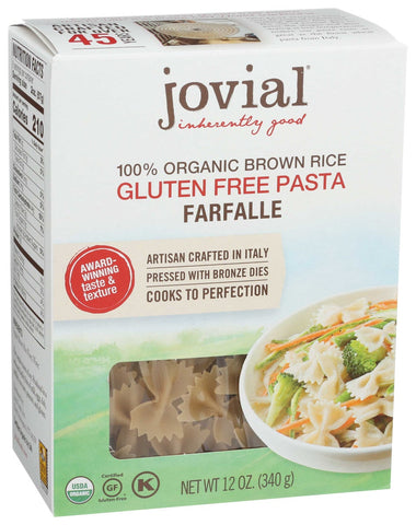 Jovial Organic Brown Rice Farfalle Pasta, 12 Ounce -- 12 per case.