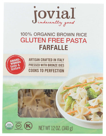 Jovial Organic Brown Rice Farfalle Pasta, 12 Ounce -- 12 per case.
