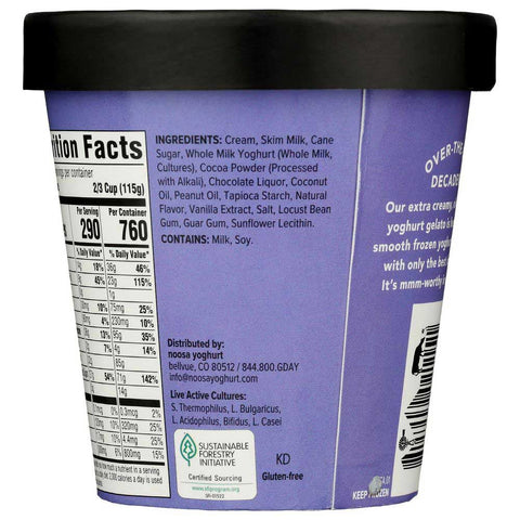 Noosa Chocolate Fudge Yogurt Gelato, 14 Fluid Ounce -- 8 per case