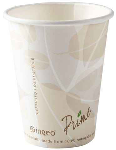 Primeware PLA Lined Compostable Hot Cup, 8 Ounce -- 1000 per case.