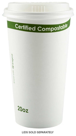 Primeware PLA Lined White Compostable Cup, 20 Ounce -- 1000 per case.