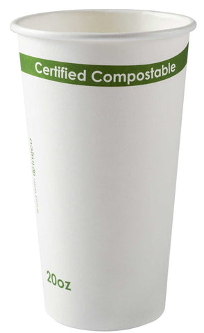 Primeware PLA Lined White Compostable Cup, 20 Ounce -- 1000 per case.