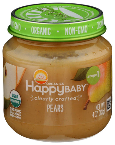 Happy Baby Clearly Crafted Organic Stage 1 Pears Puree, 4 Ounce Jar -- 6 per case