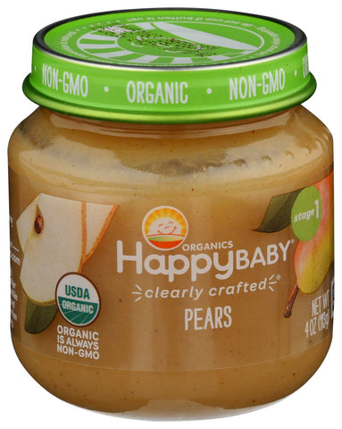 Happy Baby Clearly Crafted Organic Stage 1 Pears Puree, 4 Ounce Jar -- 6 per case