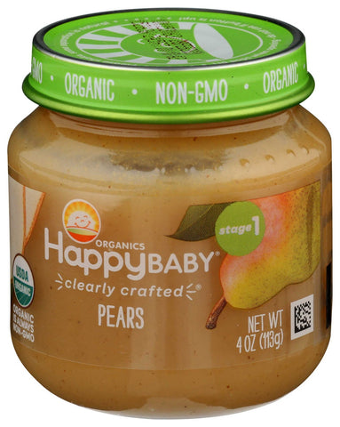 Happy Baby Clearly Crafted Organic Stage 1 Pears Puree, 4 Ounce Jar -- 6 per case