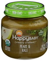Happy Baby Clearly Crafted Organic Stage 2 Pears and Kale Puree, 4 Ounce Jar -- 6 per case