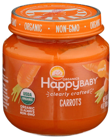 Happy Baby Clearly Crafted Organic Stage 1 Carrots Puree, 4 Ounce Jar -- 6 per case