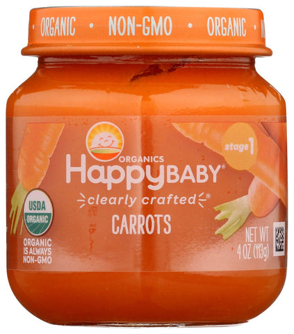 Happy Baby Clearly Crafted Organic Stage 1 Carrots Puree, 4 Ounce Jar -- 6 per case