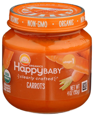 Happy Baby Clearly Crafted Organic Stage 1 Carrots Puree, 4 Ounce Jar -- 6 per case