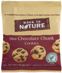 Back to Nature Mini Chocolate Chunk Cookie, 1.25 Ounce -- 100 per case