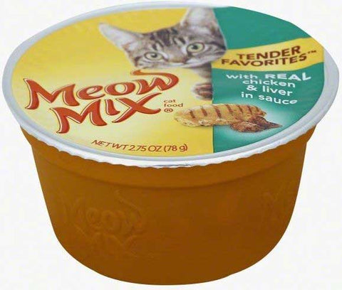 Meow Mix Tender Favorites Chicken Liver Cat Food, 2.75 Ounce -- 12 per case.