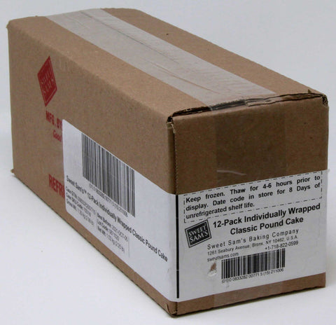 Sweet Sams Individually Wrapped Classic Pound Cake -- 12 per case