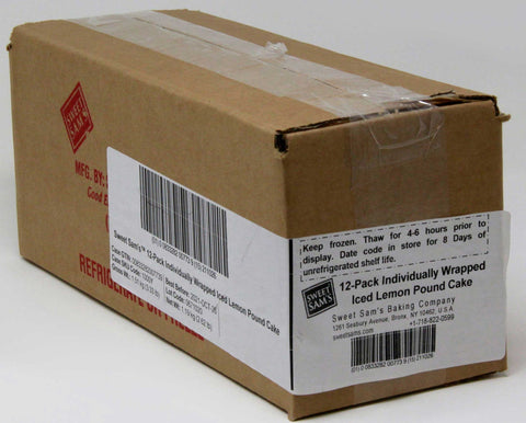 Sweet Sams Individually Wrapped Iced Lemon Pound Cake -- 12 per case