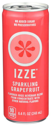 Izze Grapefruit Sparkling Juice Beverage, 8.4 Fluid Ounce Can -- 12 per case