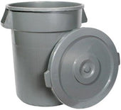 Winco Grey Round Trash Can, 32 Gallon