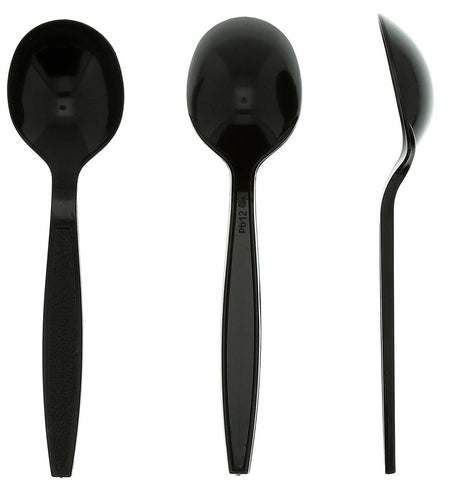 Amercare Black Heavy Weight Polystyrene Soup Spoon -- 1000 per case.