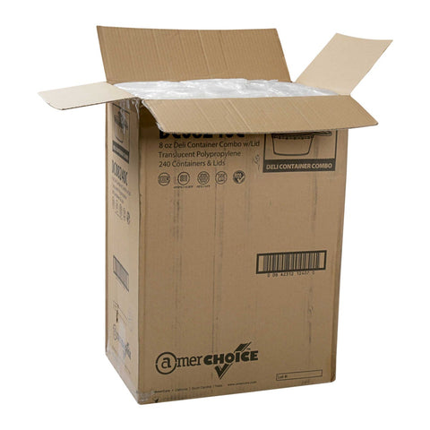 Royal Clear Polypropylene Deli Container with Lid, 8 Ounce -- 240 per case.