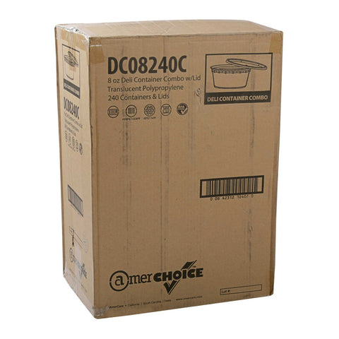 Royal Clear Polypropylene Deli Container with Lid, 8 Ounce -- 240 per case.