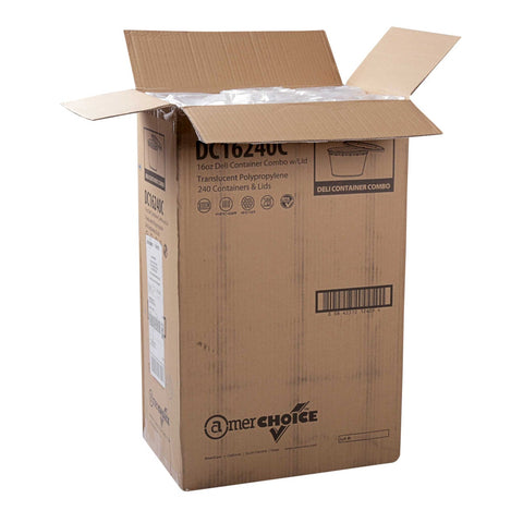 Royal Clear Polypropylene Deli Container with Lid, 16 Ounce -- 240 per case.